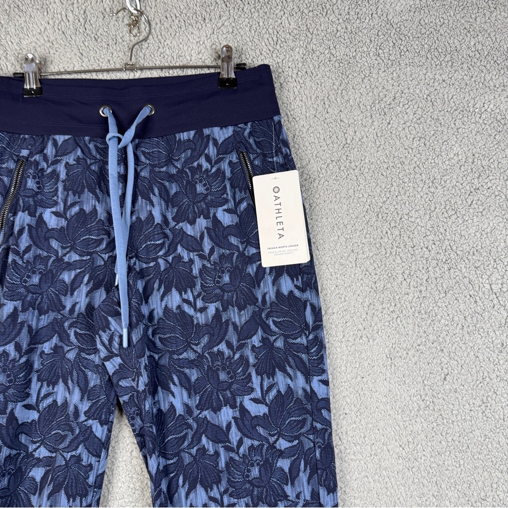 Athleta Pants Womens Size 6T Blue Floral Trekkie North Jogger Textured Ankle NWT - Picture 5 of 16